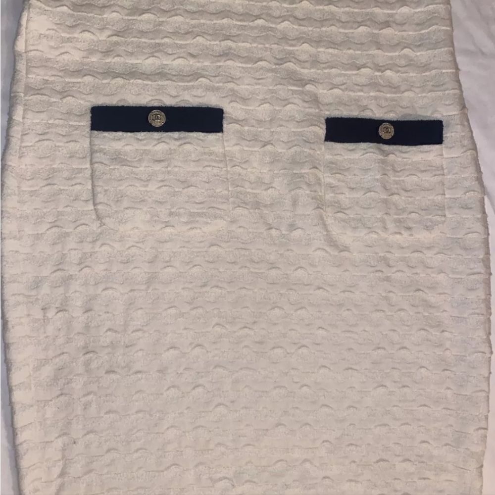 🔥SALE🔥 AUTHENTIC CHANEL CREAM RUFFLE BLACK SLEEVELESS MINI DRESS SIZE 38 - Picture 4 of 13